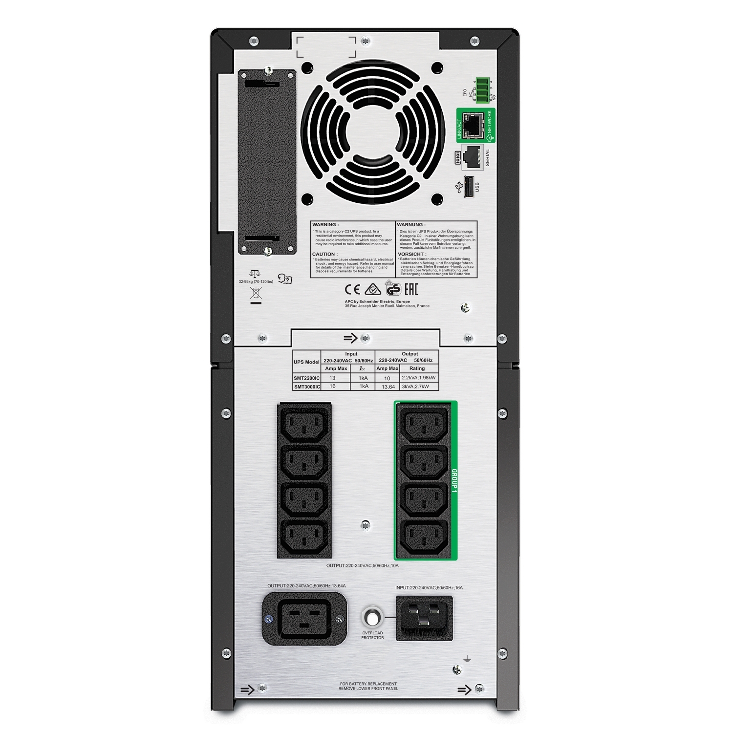 APC Smart-UPS, Line Interactive, 3kVA, Tower, 230V, 8x IEC C13+2x IEC C19 outlets, SmartConnect Port+SmartSlot, AVR, LCD SMT3000IC