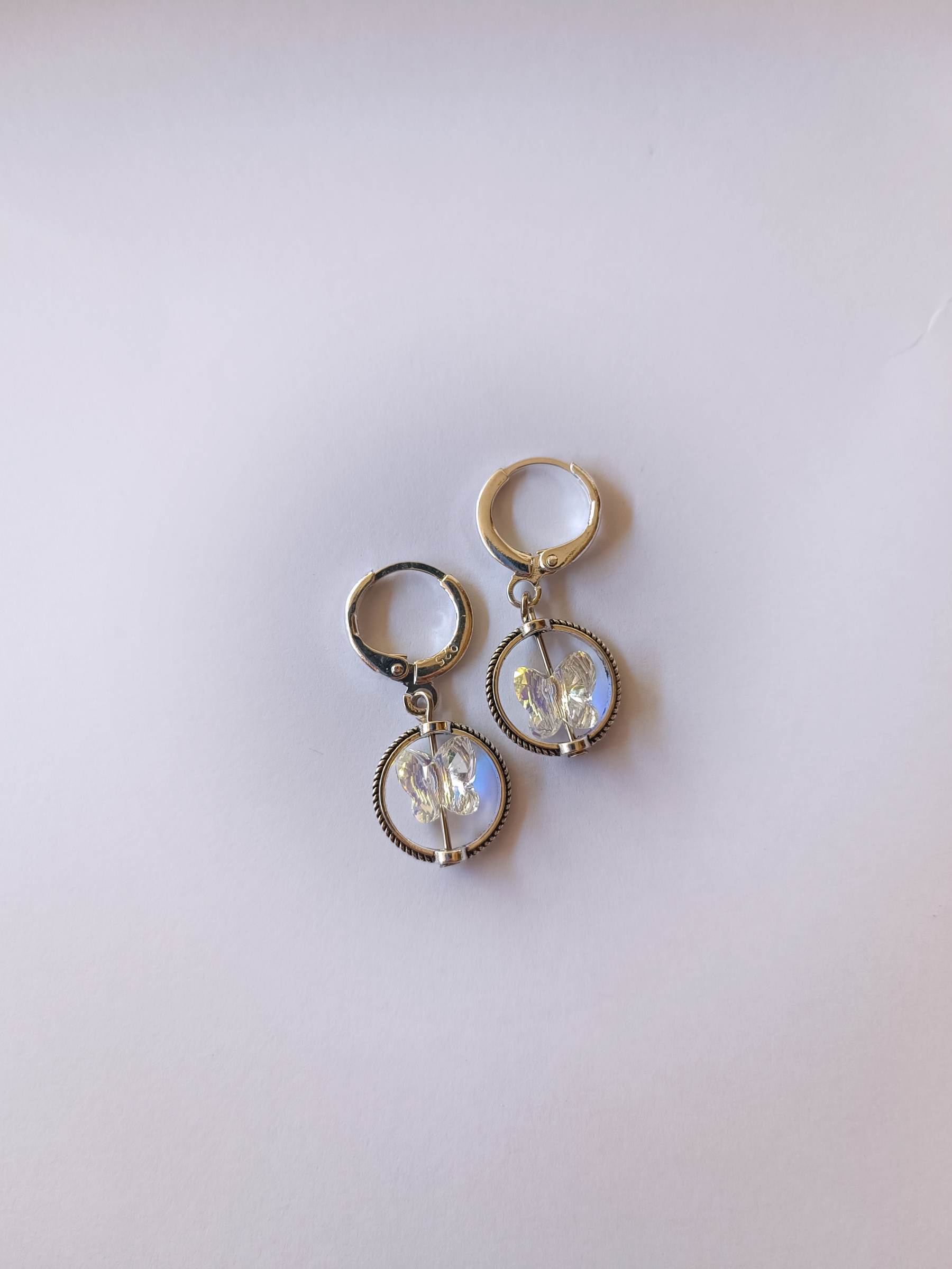 ต่างหูเงินแท้ 92.5 ประดับButterfly Crystal Sterling Silver Earring