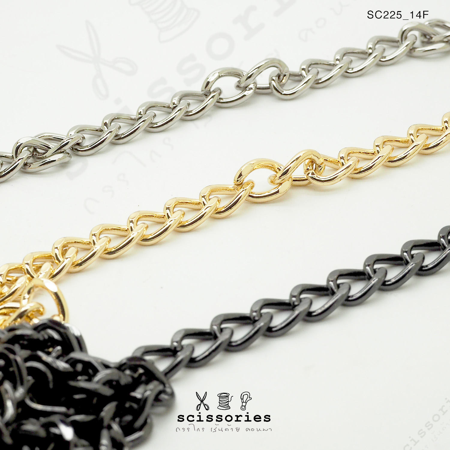 โซ่กระเป๋า ยาวเส้นละ 120 cmสีดำเมทาลิค เนื้อดีมีน้ำหนัก