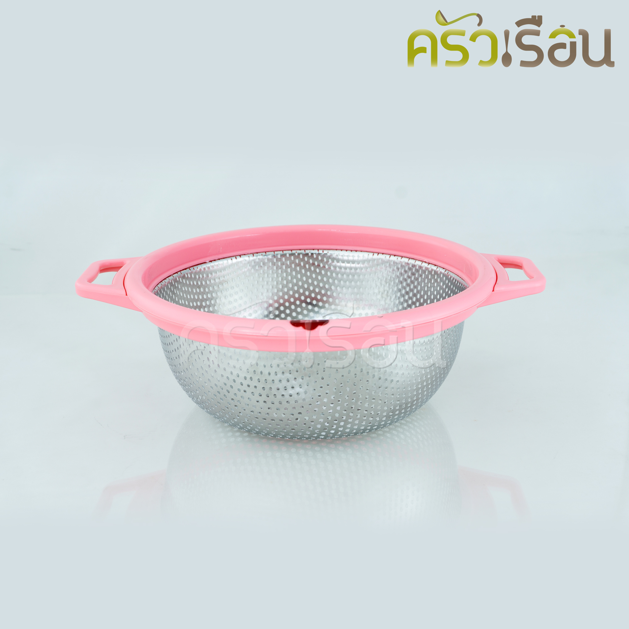 US ตะกร้ากลม ตะกร้าล้างผัก สเตนเลส มีรู หูจับพลาสติก รุ่น BP [ ราคาต่ออัน คละสี ]