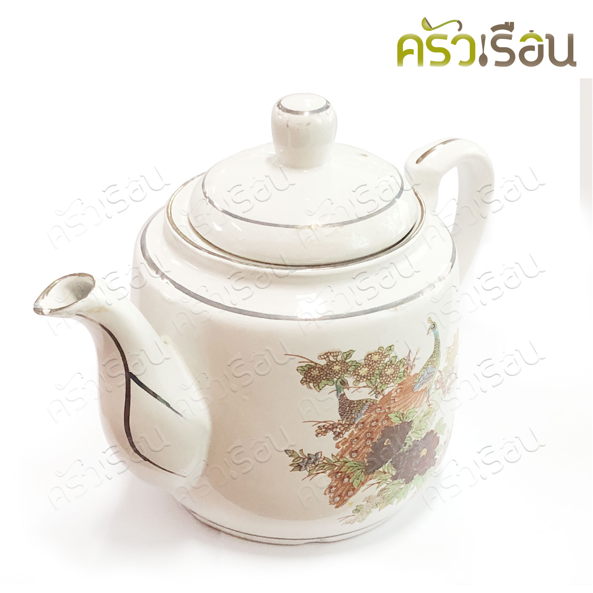 กระเบื้อง กาน้ำชา กระเบื้อง หูข้าง สีขาว คละลาย