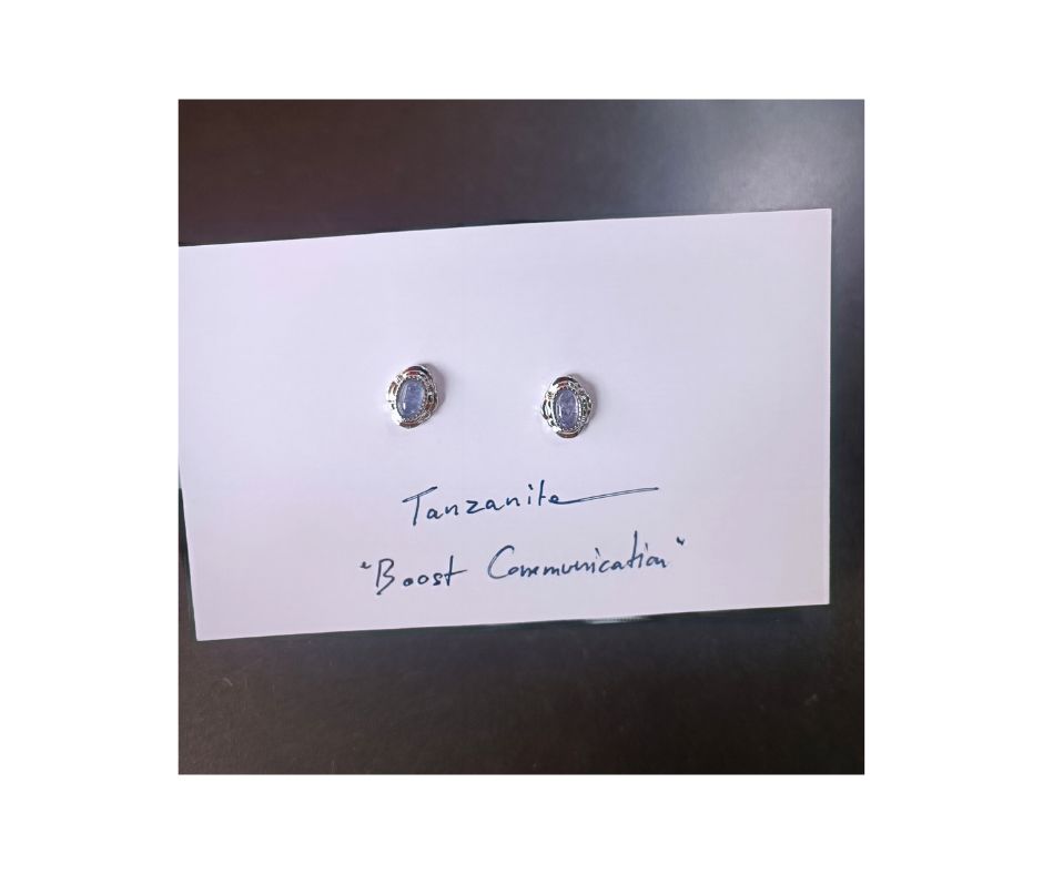 ต่างหูปักก้านเงินแท้ 92.5 ประดับด้วย Tanzanite 92.5 Silver Stud Earring (Self-Control พร้อมเสริมทักษะการคิดเชิงกลยุทธ์)