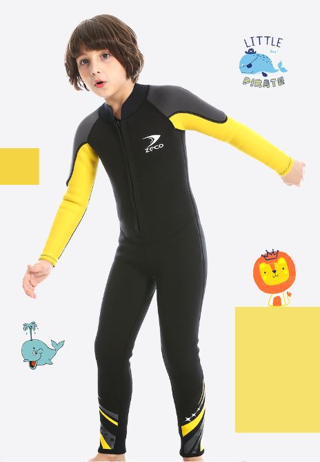 ชุดว่ายน้ำเด็กควบคุมอุณหภูมิ ป้องกันความหนาว ป้องกันรังสี UV ผลิตจากผ้า Neoprene หนา 2.5 mm.