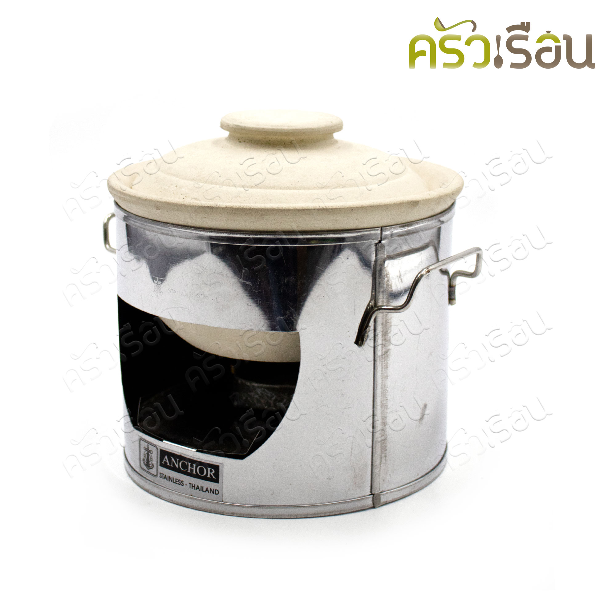 Anchor brand ceramic food warmer setม 6-inch, with stainless steel stove, dipping set, hot pot