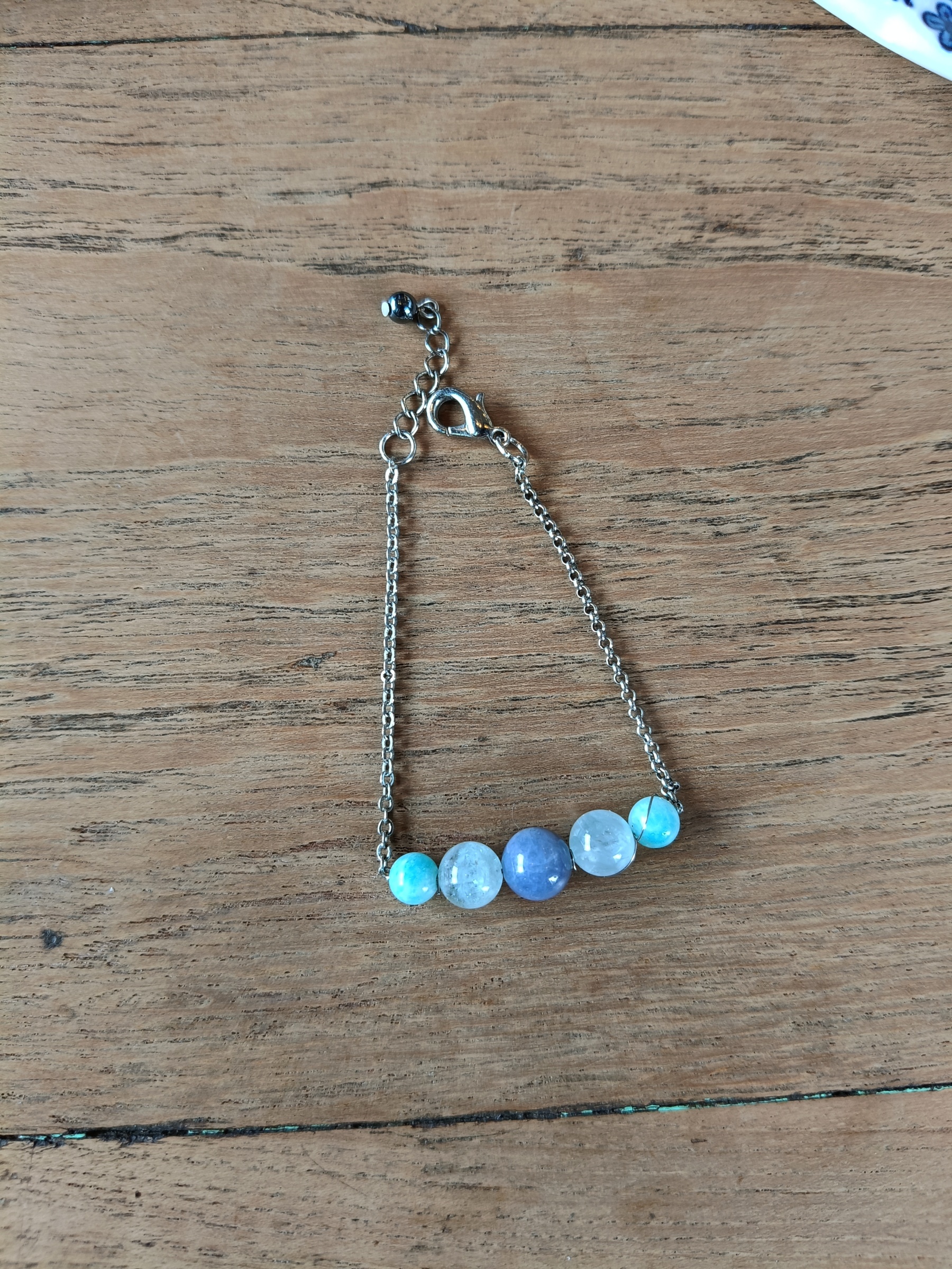 สร้อยข้อมือหินแท้ Tanzanite + Aquamarine + Amazonite Bracelet (เสริมคลื่นการคิดวิเคราะห์ ชำระออร่า ดึงดูดโชคลาภ)