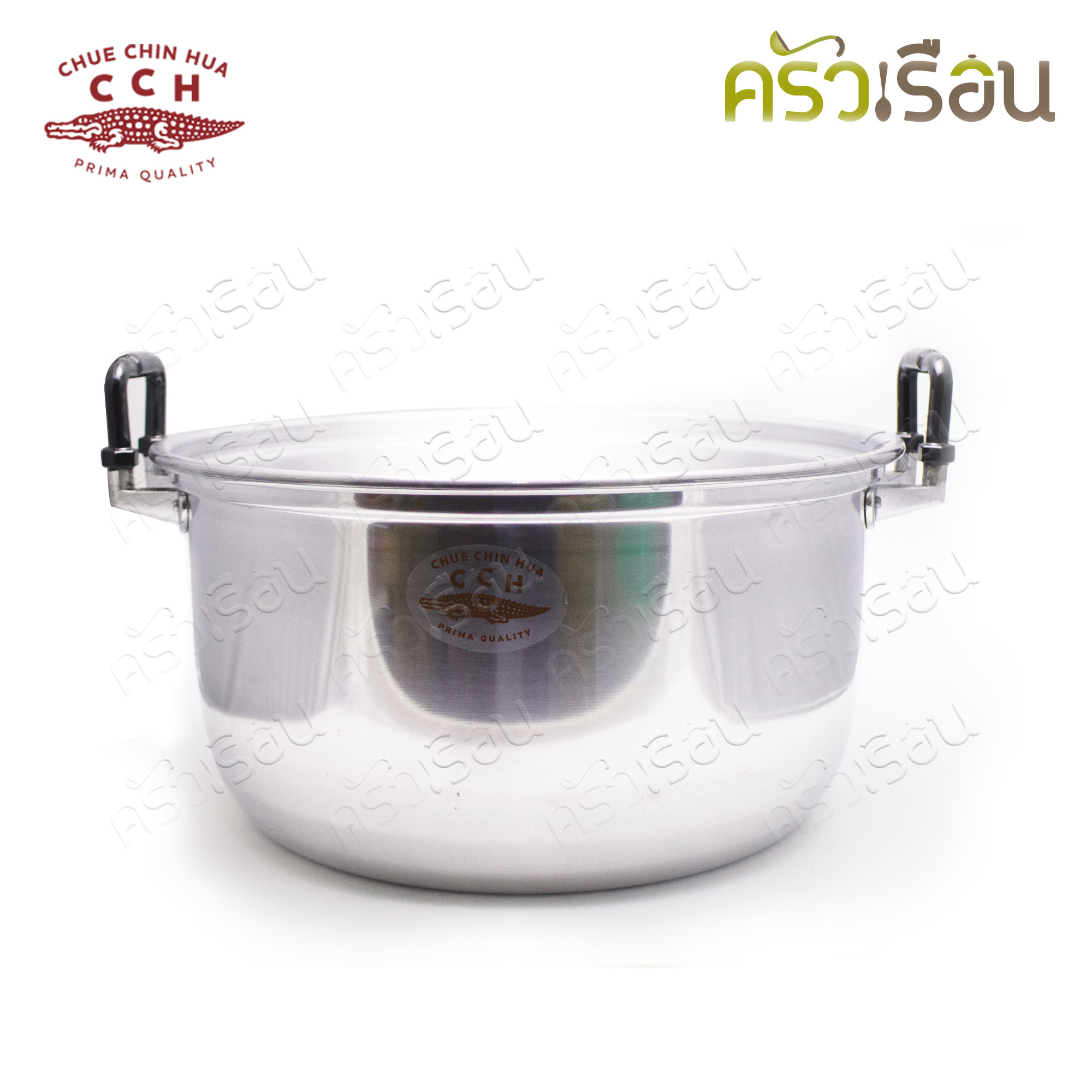 จระเข้ หม้อสองหู D หูใหญ่ หนา 38 ซม. ความจุ 25 ลิตร หม้อต้ม หม้อวัด