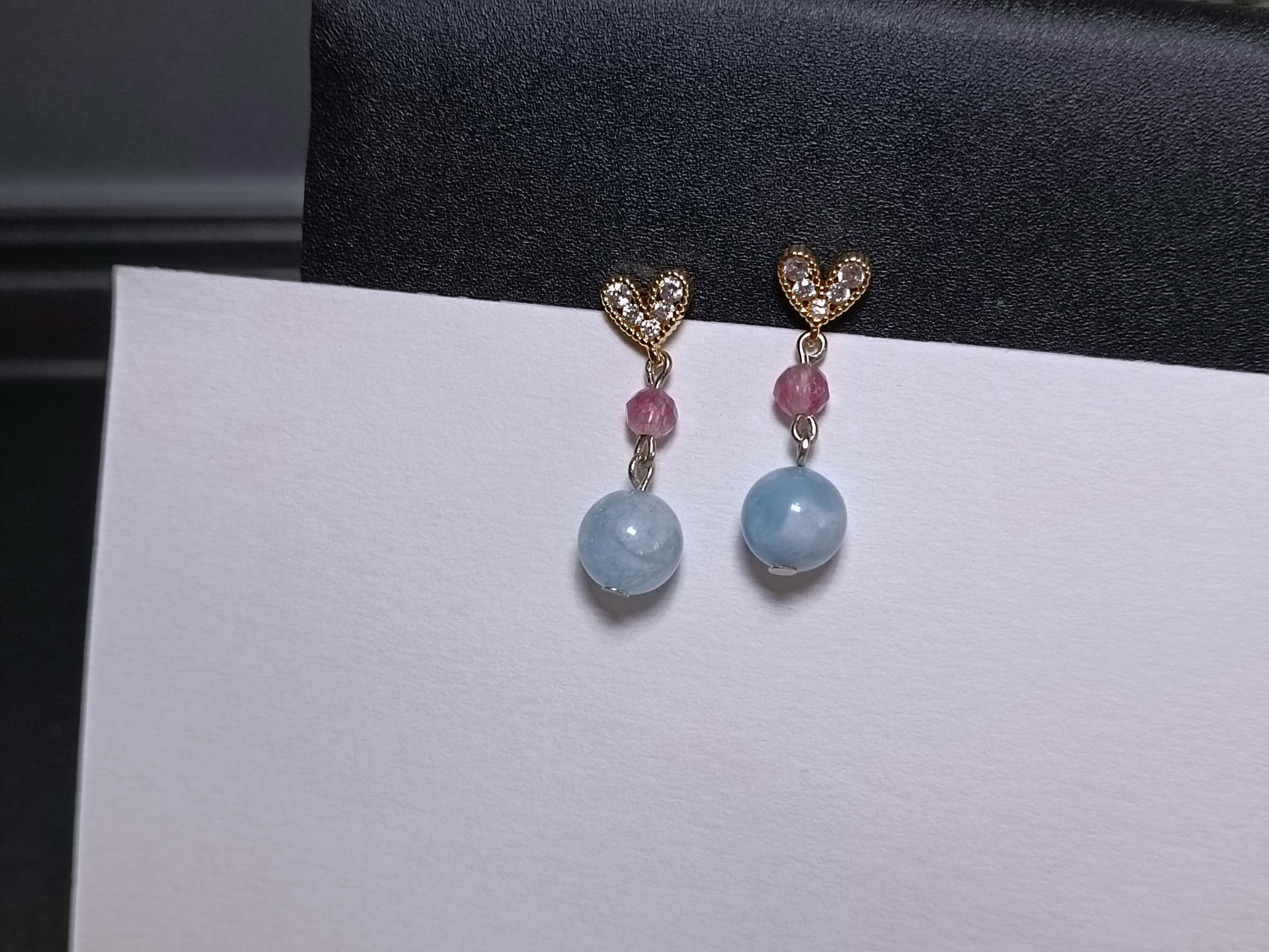 ต่างหูหินแท้ "14K" Aquamarine Earring (เสริมพลังการพูด)