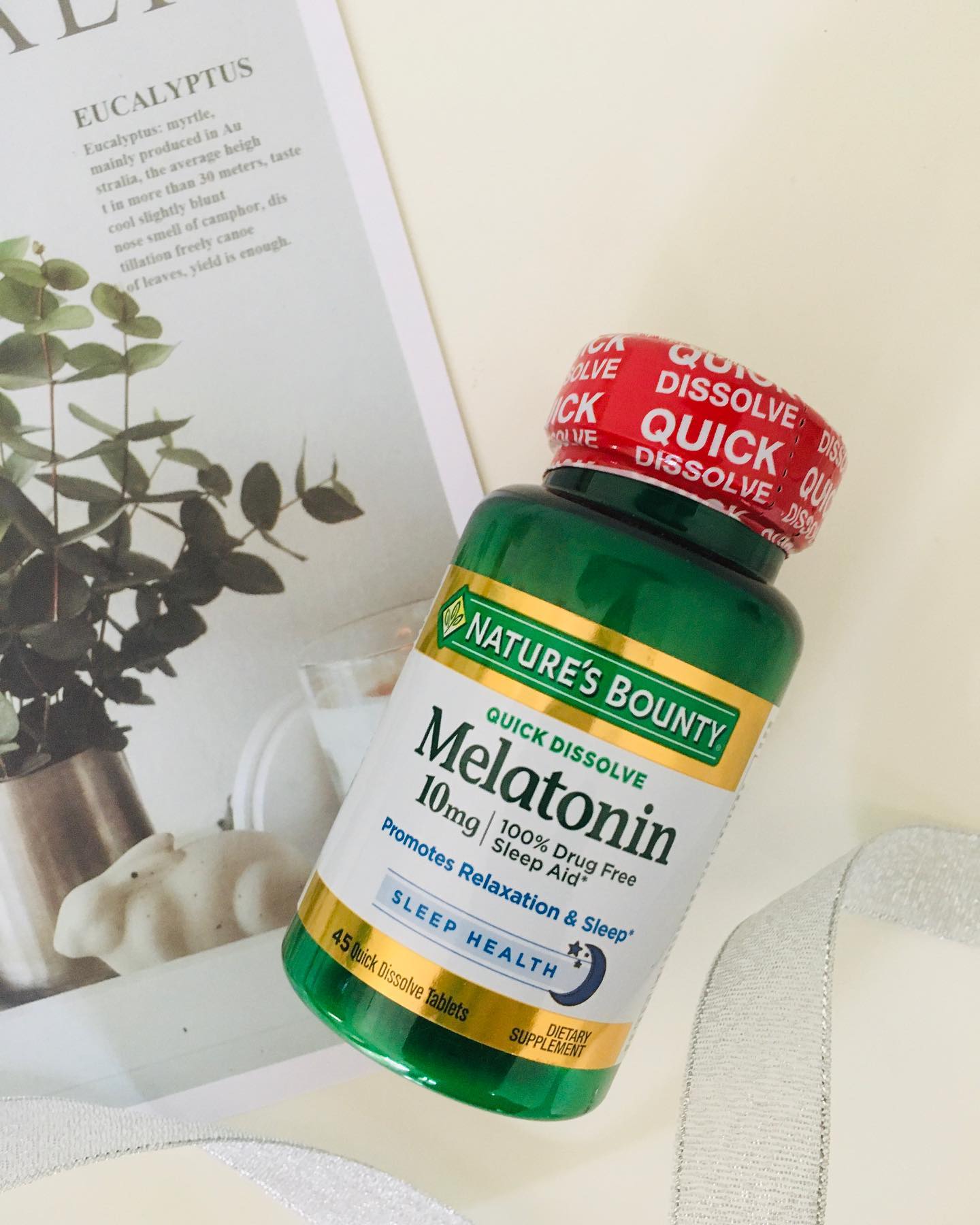 Nature's Bounty Melatonin สูตรใหม่ Quick Dissolve ขนาด 10 มก. 45 เม็ด