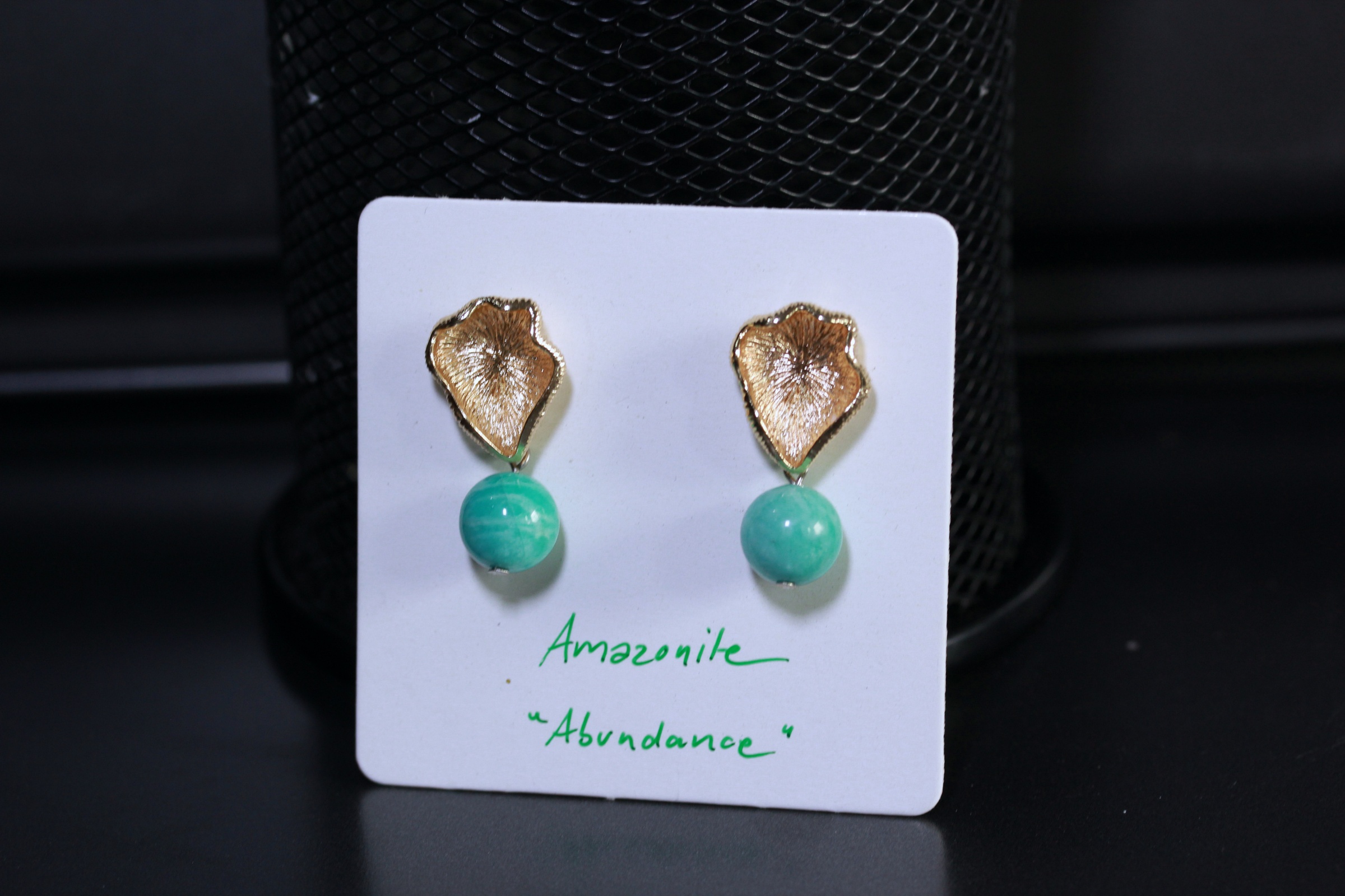 ต่างหูหินแท้ "14K" Brazilian Amazonite Earring (Aura Cleanse)