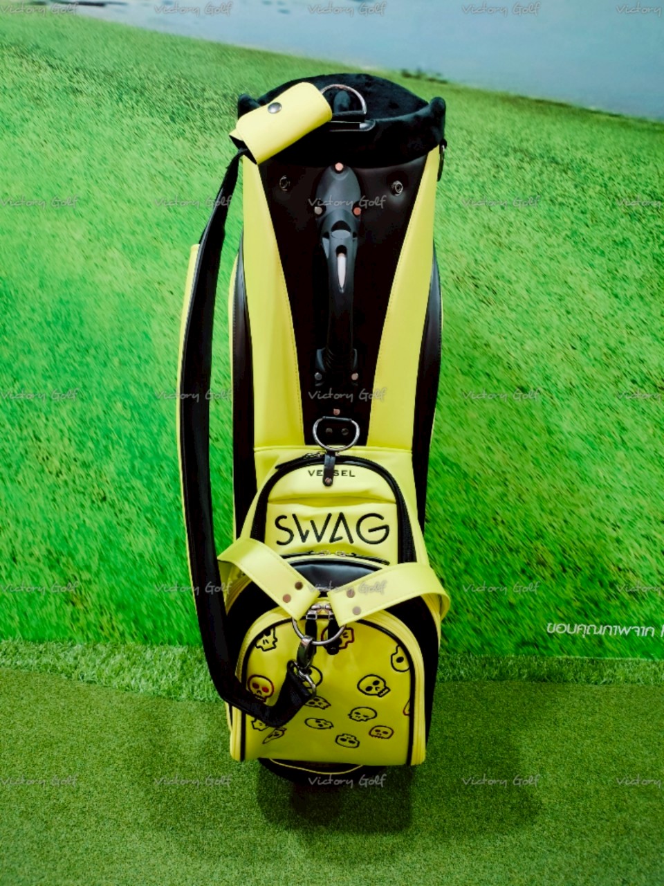 Golf bag SWAG ( PU Material ) 9.5 ( Waterproof zipper ) neon green Color