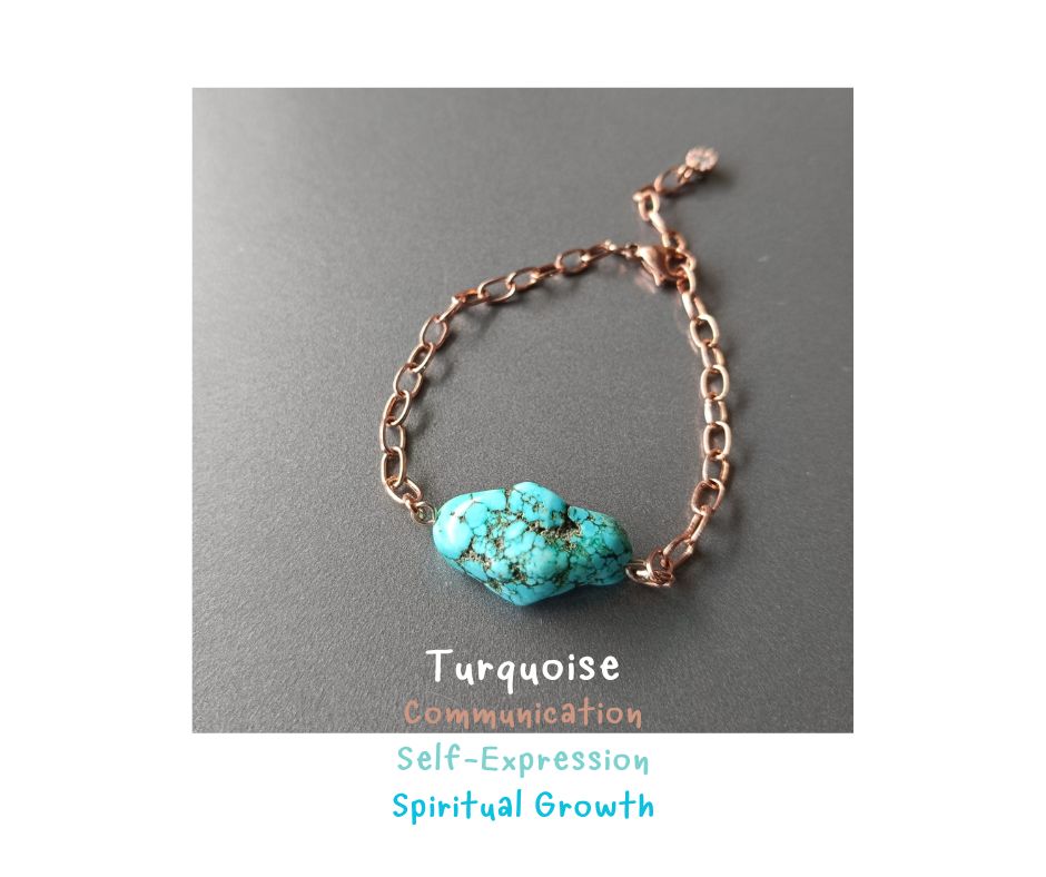 สร้อยข้อมือหินแท้ Turquoise Chain Bracelet (นำโชคลาภ กระตุ้นการสื่อสาร เยียวยาปมปัญหา เสริมสุขภาพแข็งแรง)