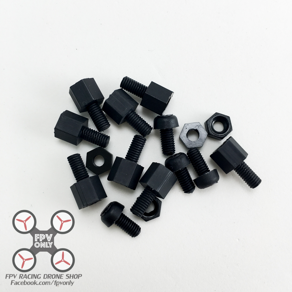 ชุดน็อตพลาสติก สีดำ 16 ชิ้น รองบอร์ด fpv racing drone Tools