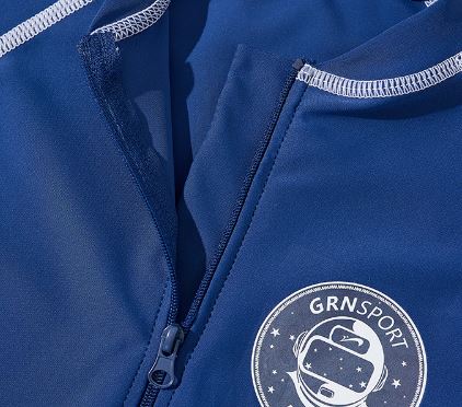 ชุดว่ายน้ำเด็กBodysuit แขนยาวขายาวซิปหน้า ป้องกันแสง UV สีกรมท่า รุ่น GRN Sport