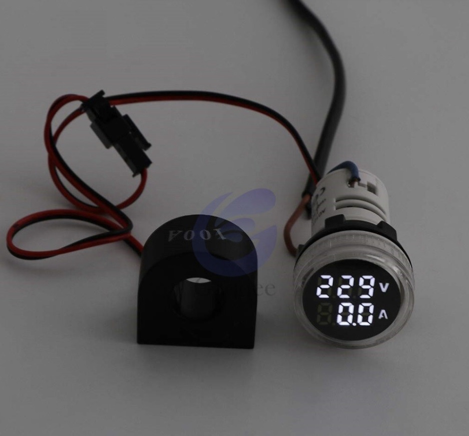 Mini Digital Voltmeter Ammeter 22mm AC 50-500V 0-100A Amp Voltage Current Meter Tester Dual LED Indicator Pilot Lamp Light w/ CT