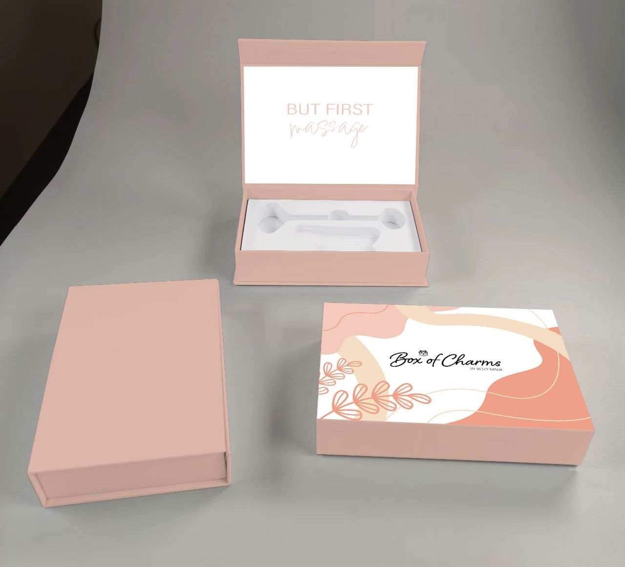 ผลิตตามออร์เดอร์เซทลูกกลิ้ง+กัวซาแผ่น V shape+โลโก้+สลักแบรนด์ (Make to Order Flip Cover Box+Facial Roller+Gua Sha Broad+Logo)