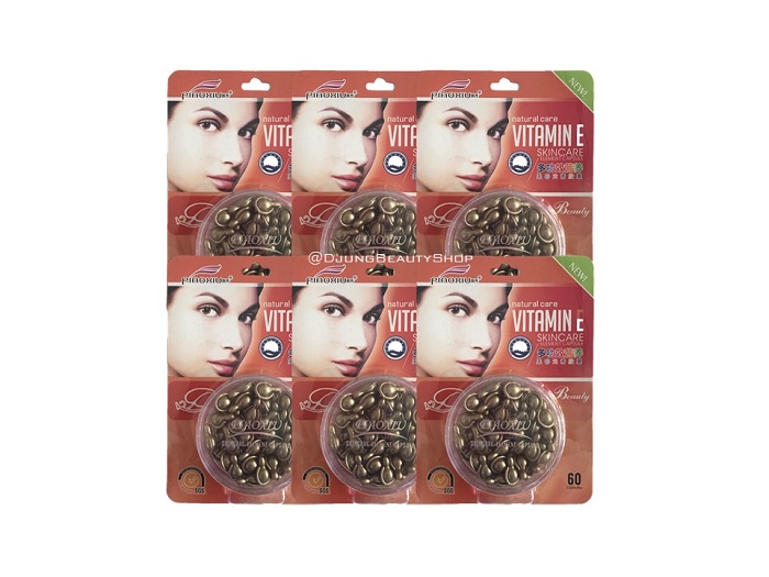 พีอาซู วิตามิน อี สกิน แคร์ อิลิเม้น แคปซูล (สีทองx6) PIAOXIU Natural care Vitamin E Skincare element capsule