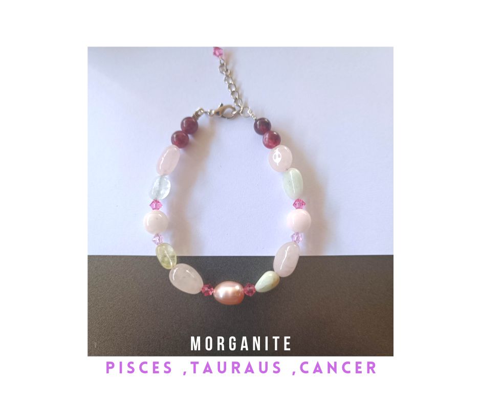 สร้อยข้อมือหินแท้ "POSH" Morganite Bracelet (หินคริสตัลเสริมพลังงานความรัก)