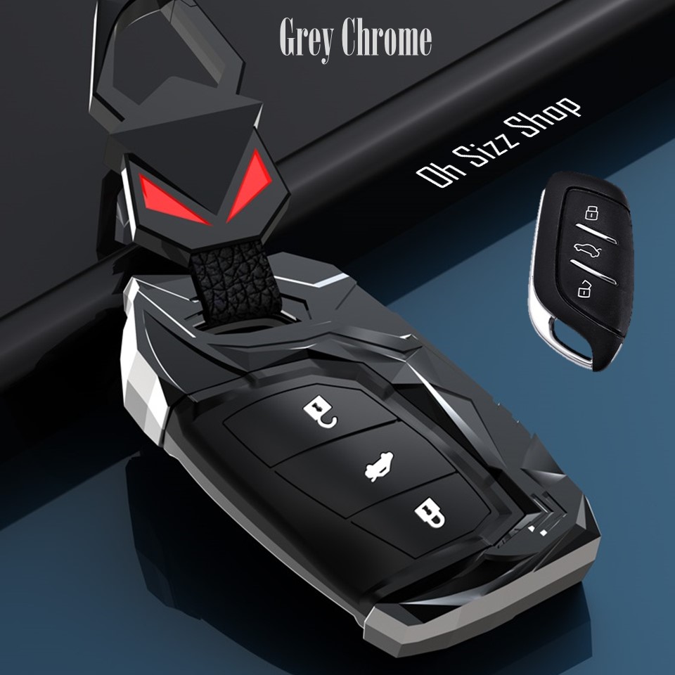 เคสรีโมทรถ MG 5 Hard Case 360 องศา ทรงล้ำสมัย 2022 (Alloy Silicone Key Cover with Silicone Push button Guard) MG Key MG 5, HS, MG EZS NEW, MG ZS2020S Smart key