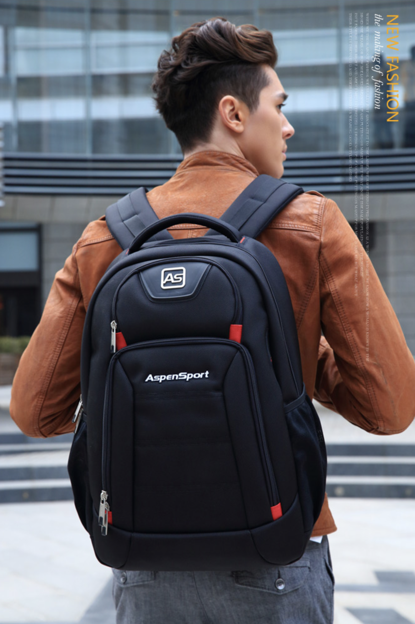 Aspensport กระเป๋าเป้ สะพายหลัง ชาย หญิง Laptop 15-16 นิ้ว รุ่น AS-B22 สีดำ-แดง