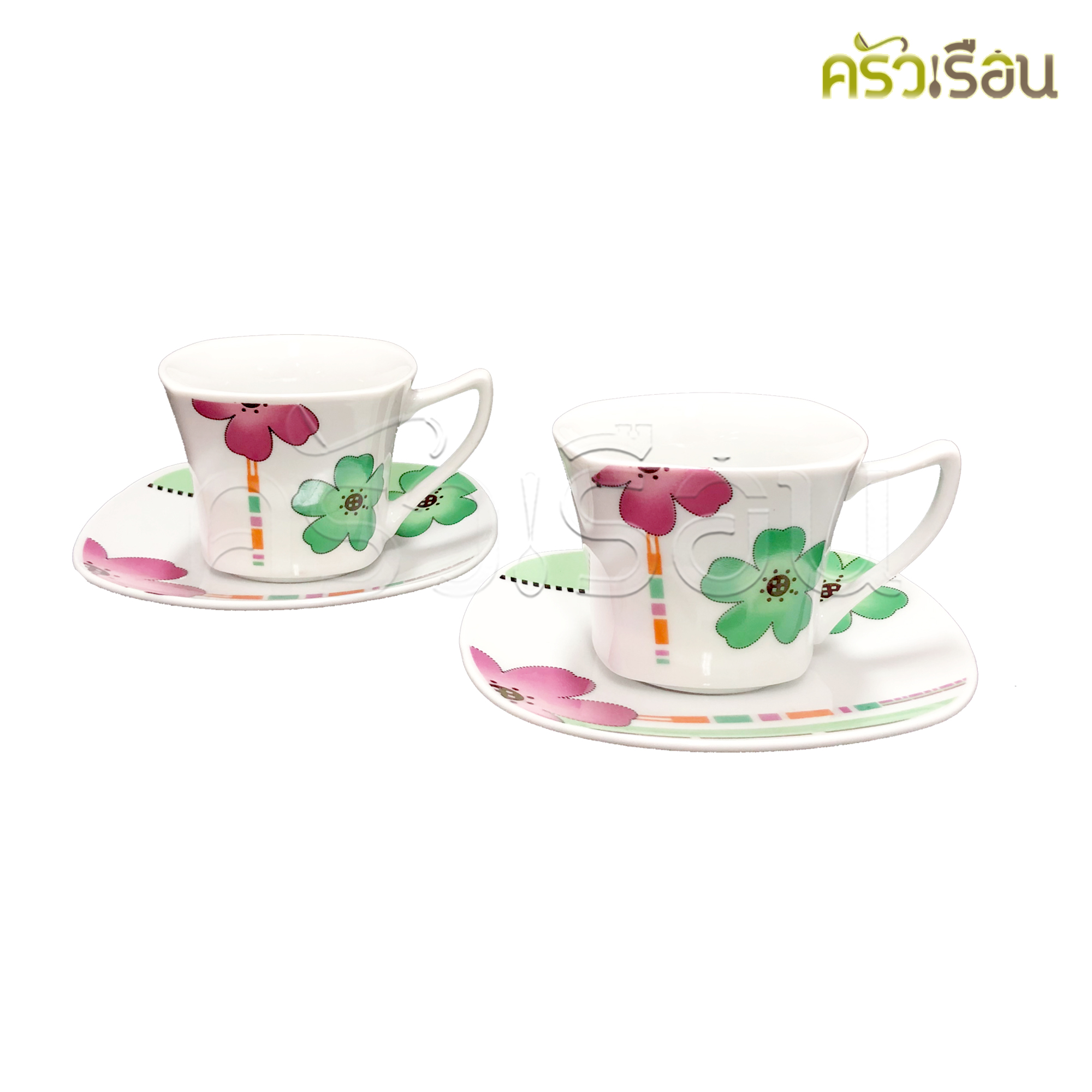 US Coffee Cup + Coaster, Hero model, 4 pieces, 2 cups. cups and saucers