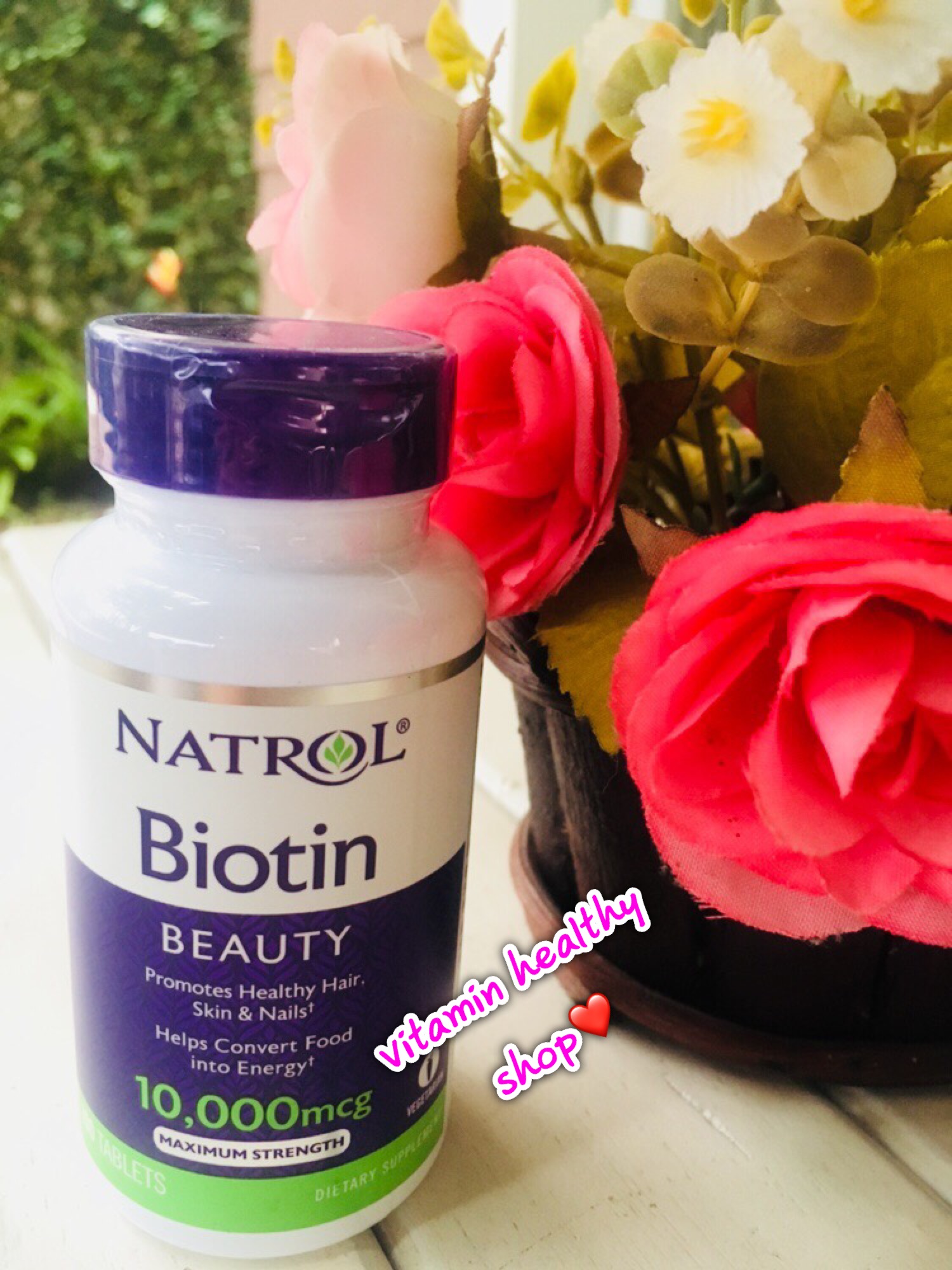 รักษาผมร่วง Natrol , Biotin , 10,000 mcg. 100 tablets
