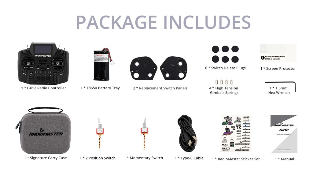 RadioMaster GX12 Dual-Band Gemini-X Radio Controller (M2) วิทยุบังคับ เครื่องบิน รถบังคับ อุปกรณ์โดรน Drone