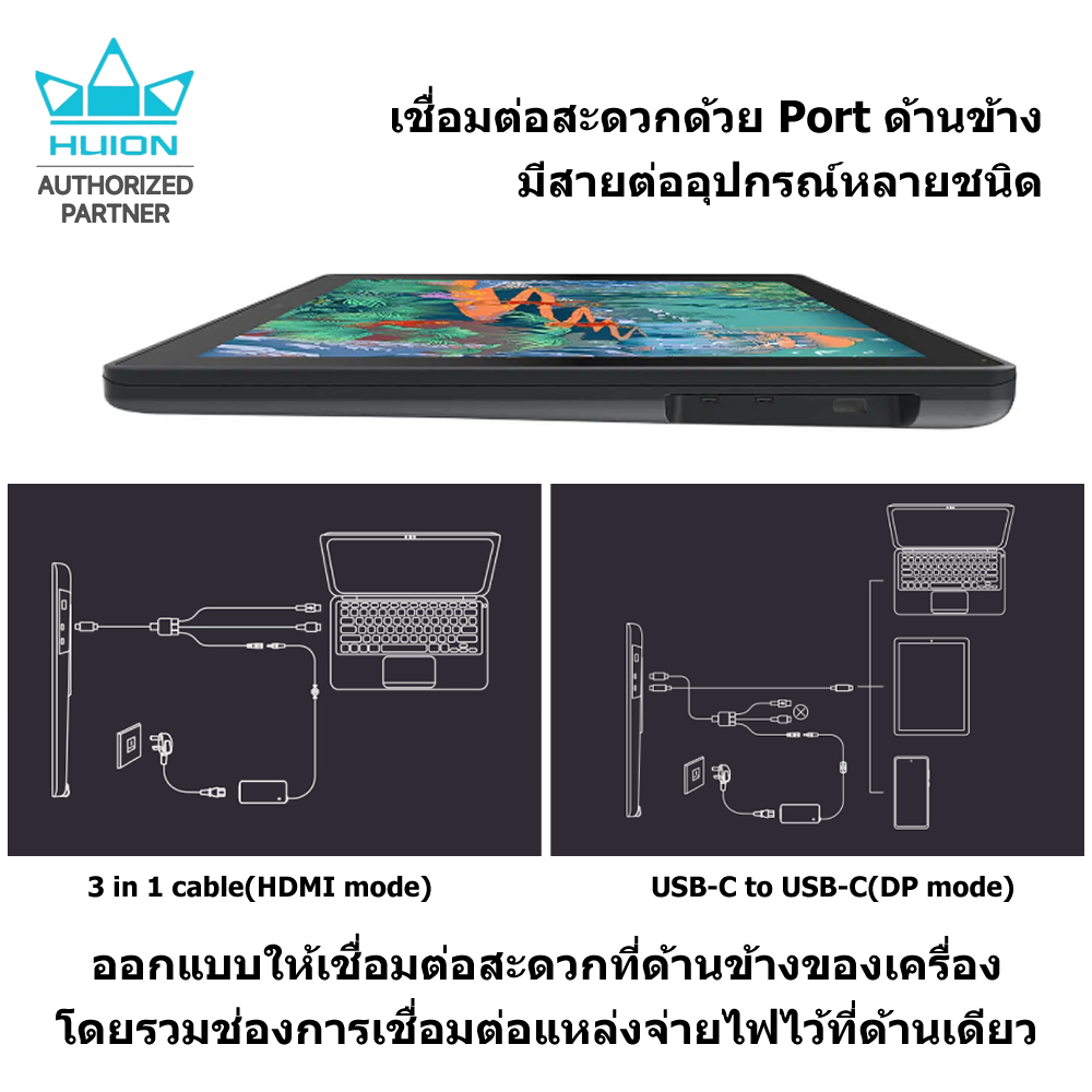 Huion PenDisplay Kamvas24Plusพร้อมส่ง(ประกัน2ปี-มีศูนย์ไทย)เมาท์ปากกาพร้อมหน้าจอสำหรับวาดภาพกราฟฟิก Kamvas24Plus
