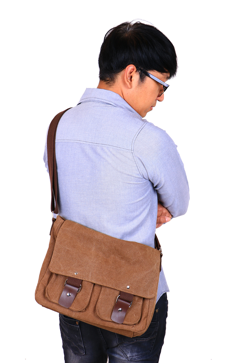 กระเป๋า Vintage สะพายข้าง รุ่น B-103 สีน้ำตาล
