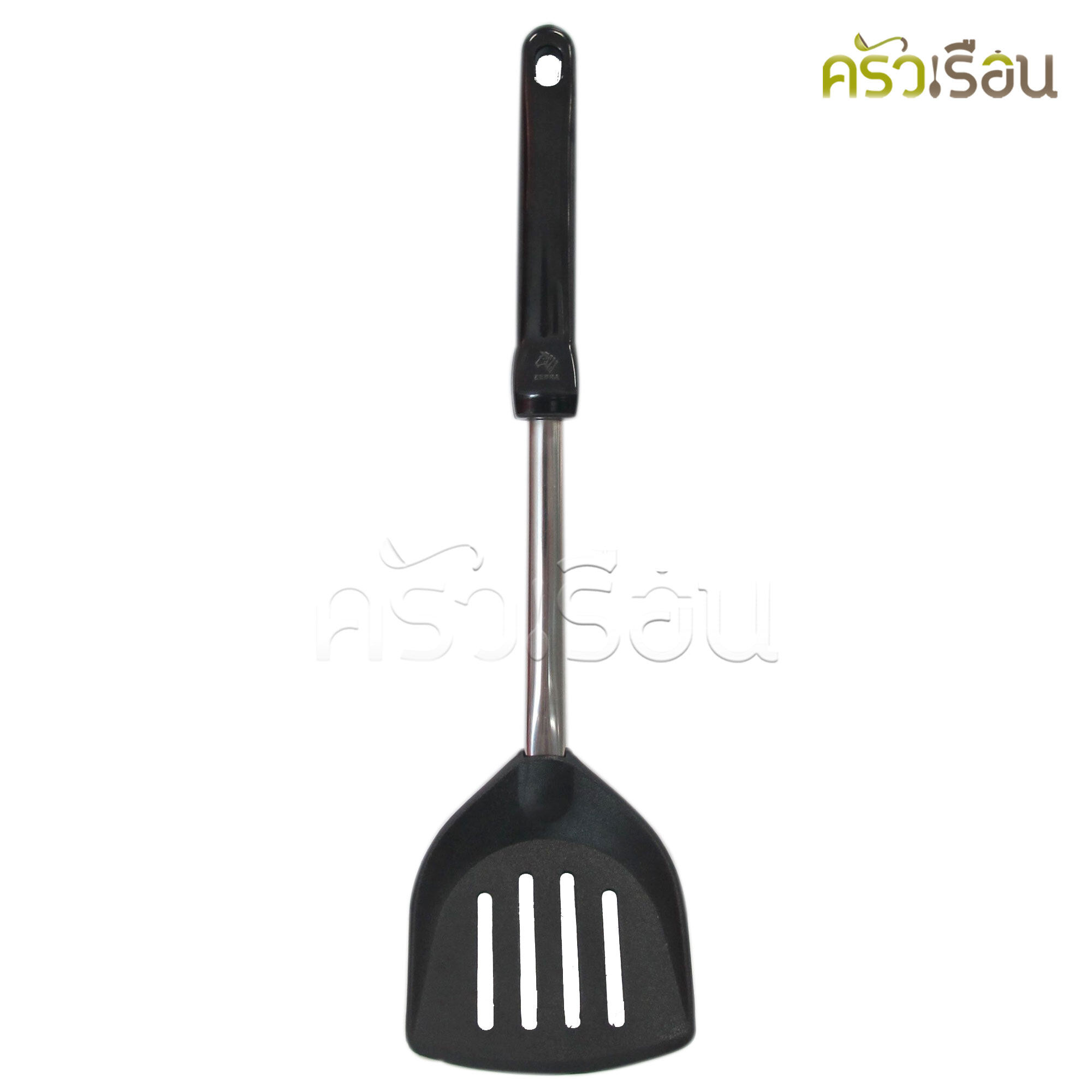 ZEBRA ตะหลิวโปร่ง ไนล่อน โฟกัส 9.8 x 37.5 ซม. ตราหัวม้าลาย 104111 ตะหลิว มีรู ใช้กับกระทะเทฟล่อน ตะหลิวเทฟล่อน ตะหลิวไนล่อน ตะหลิวตักของทอด