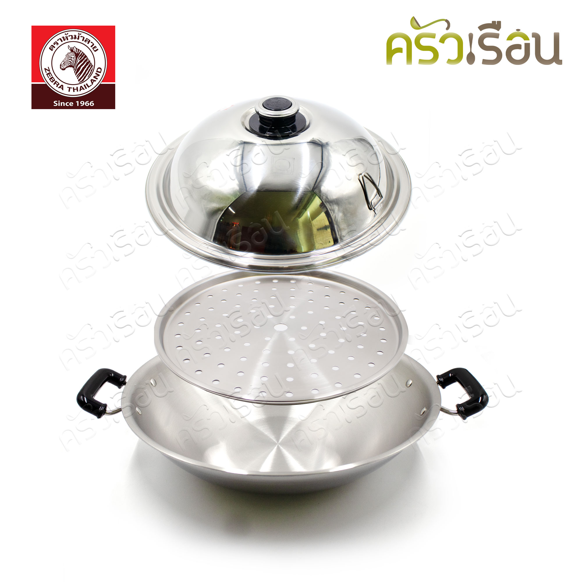 [Showcase] ZEBRA Chinese Wok, stainless steel, 5 Ply 38 cm. with steaming pad, thickness 2.3 mm. 176201