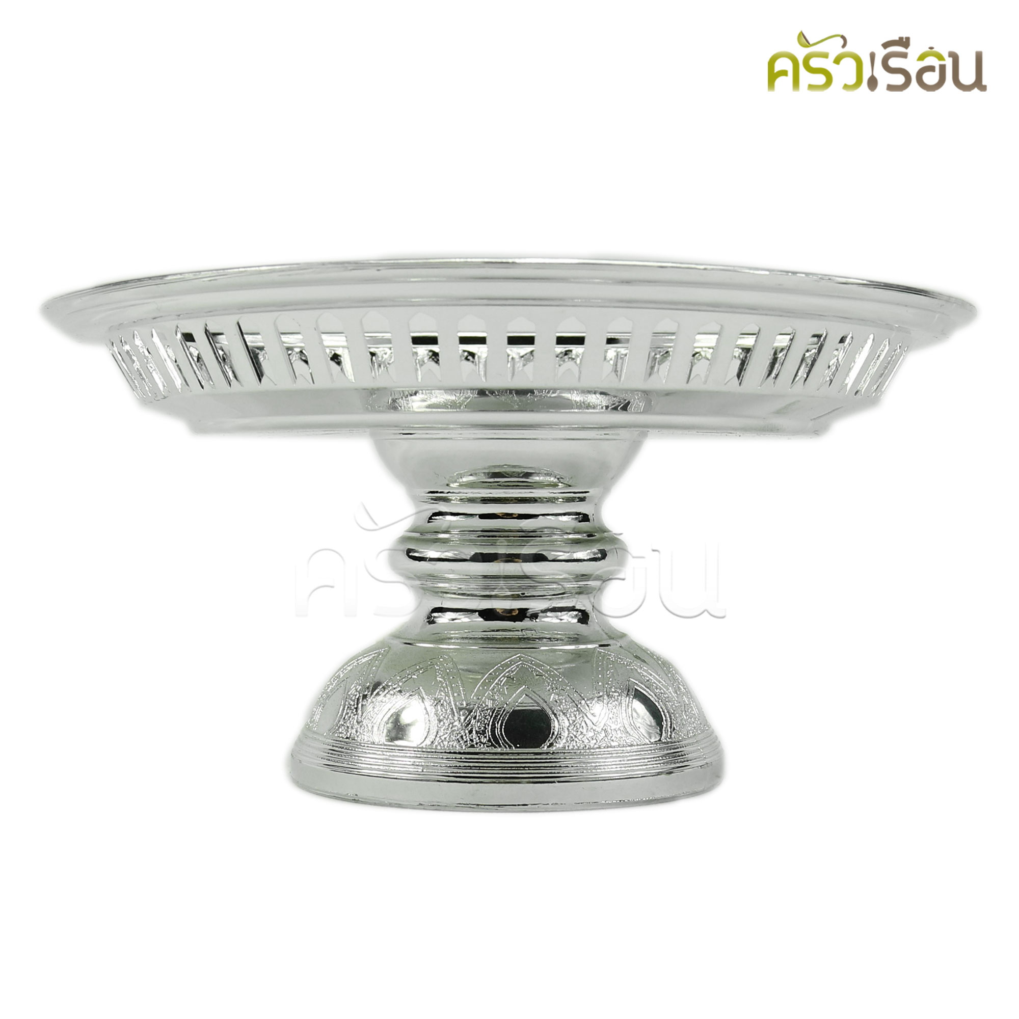 ลายไทย พานรัตนโกสินทร์ พลาสติก สีเงิน