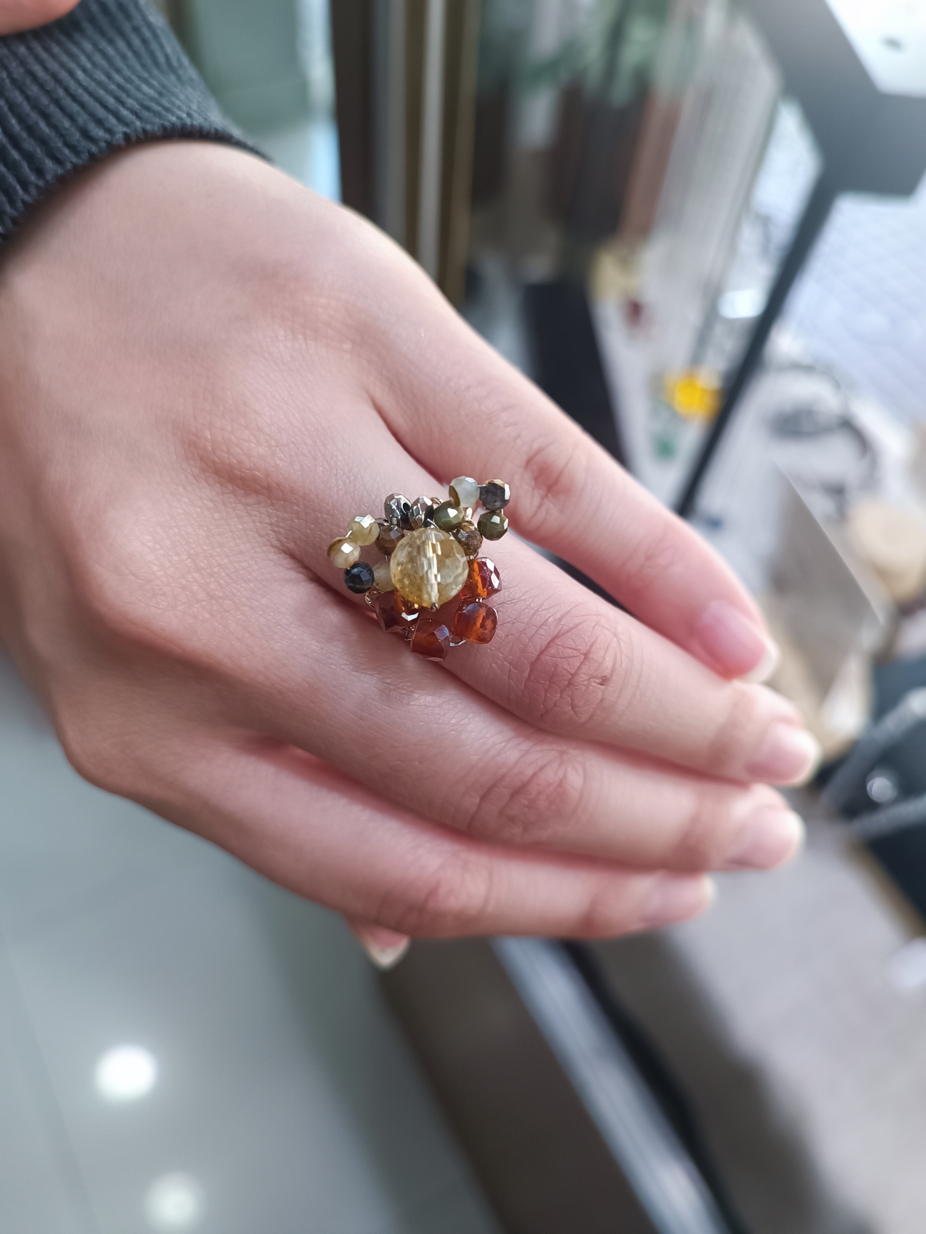 "Money Maker" Wire Wrapped Ring แหวนหินแท้ เสริมการเงิน เสริมบารมี (Citrine ,Garnet ,Pietersite)