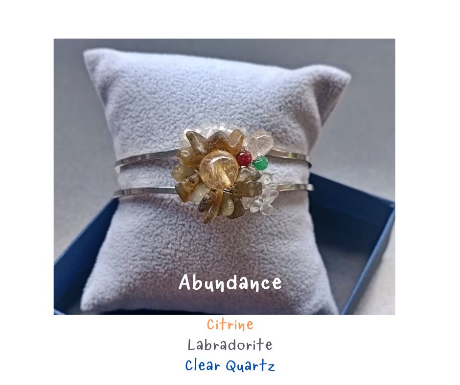 ข้อมือ"ง้าง งับ" Citrine + Labradorite Bangles (เสริมพลังงานบวก ดูดกระแสเงินสด)