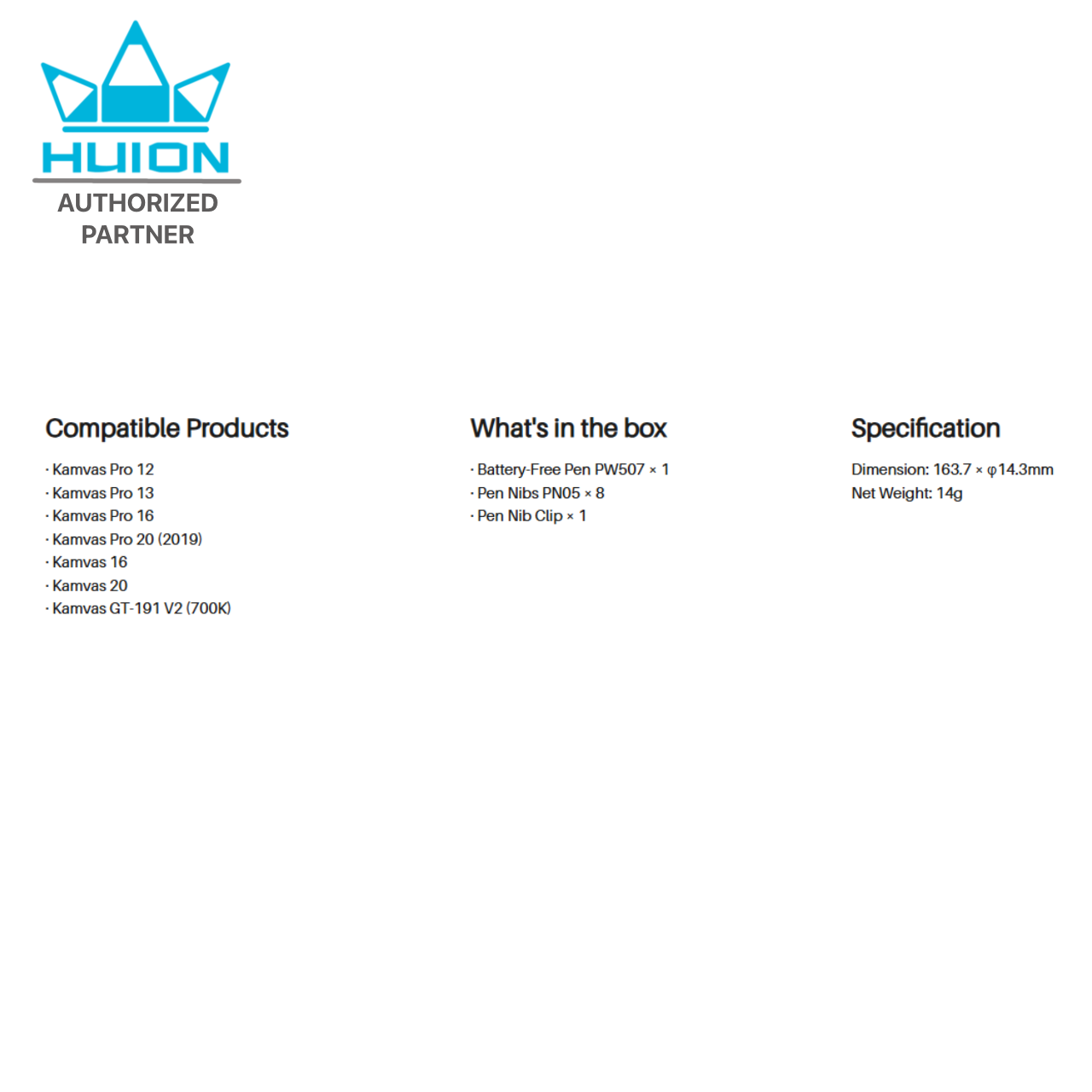 Huion Battery-free Pen PW507พร้อมส่ง(รับประกัน2ปี-มีศูนย์ไทย)ปากกาสำหรับจอวาดภาพและเม้าส์ปากกาHuion PW507