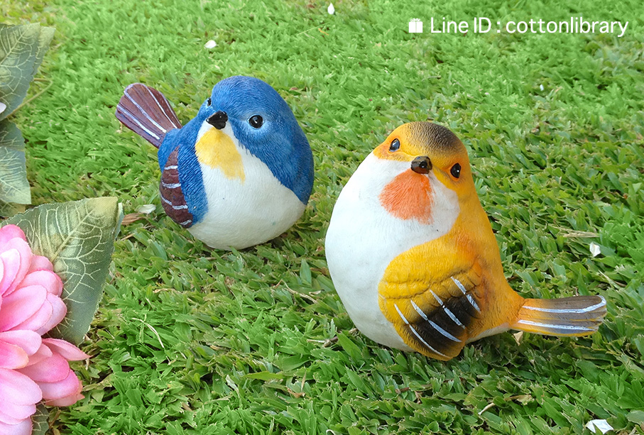 ตุ๊กตาวินเทจ ครอบครัวนกน้อยสายรุ้งสี่ตัว รุ่นตัวอ้วน สีใหม่