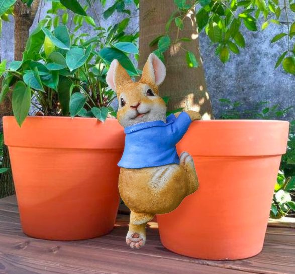 ตุ๊กตากระต่ายน้อยแต่งสวน สีฟ้า