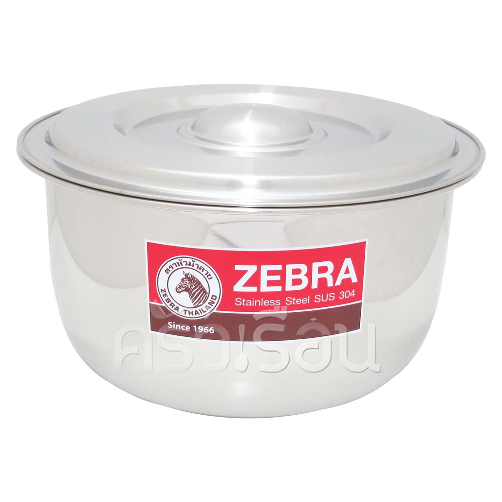 Zebra หม้อแขก สเตนเลส 30 ซม. สูง 16 ซม. ความจุ 10.5 ลิตร ตราหัวม้าลาย 170030 หม้อไม่มีหู หม้ออินเดีย