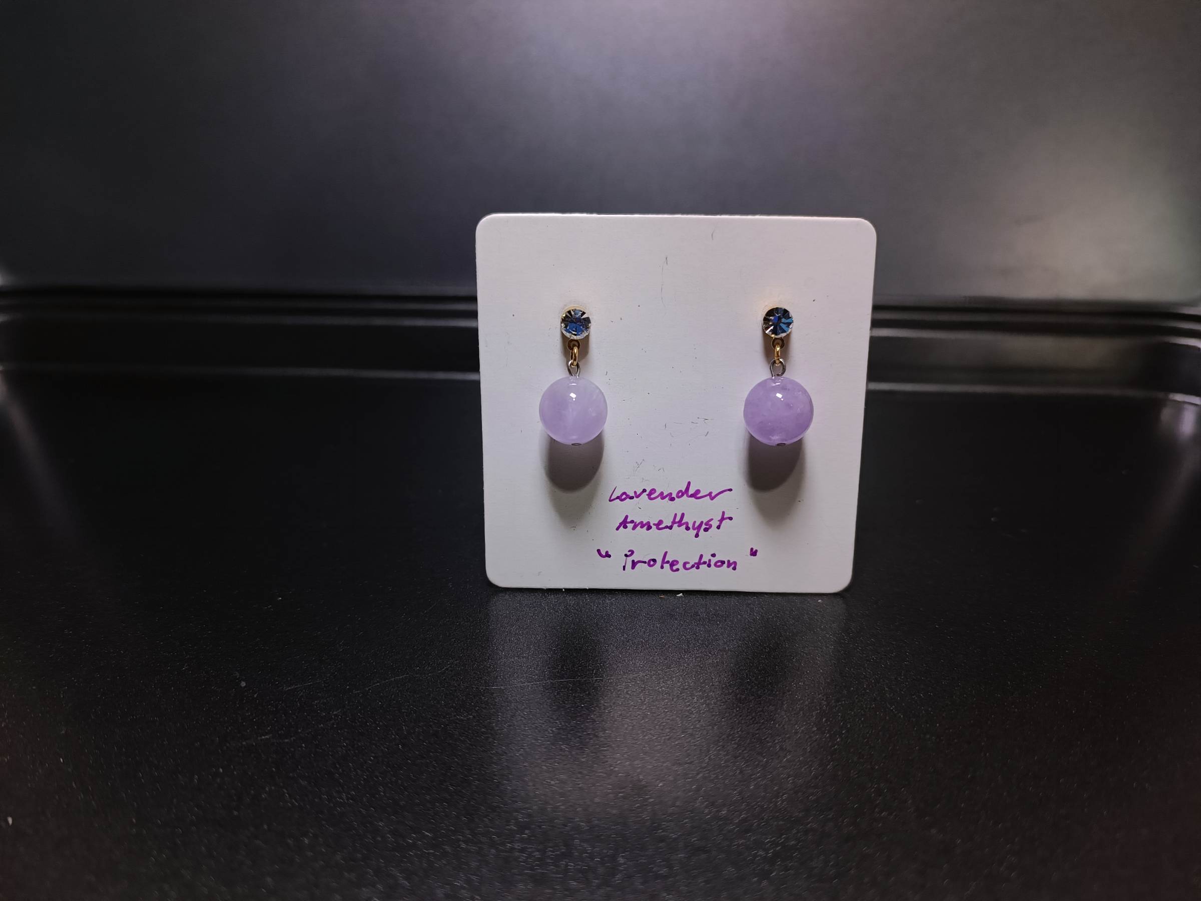 ต่างหูหินแท้ Lavender Amethyst Earring (ป้องกัน และทำความสะอาด Aura)