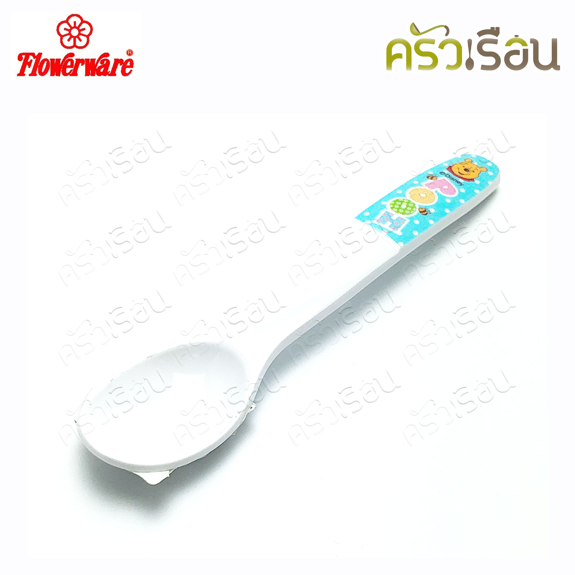Flowerware ลาย Pooh Blue Spot white หมีพูห์ พูห์ บลู สปอต ไวท์ [ ราคาต่อชิ้น ] ชาม หรือ แก้วน้ำ หรือ ถาดหลุม เมลามีน