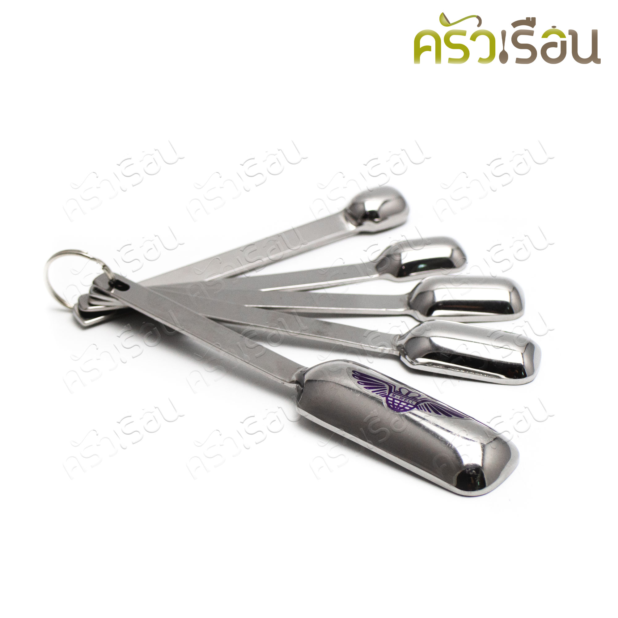 M-WELL ชุดช้อนตวง สเตนเลส ด้ามยาว ชุด 6 ชิ้น KC761 ช้อนตวง