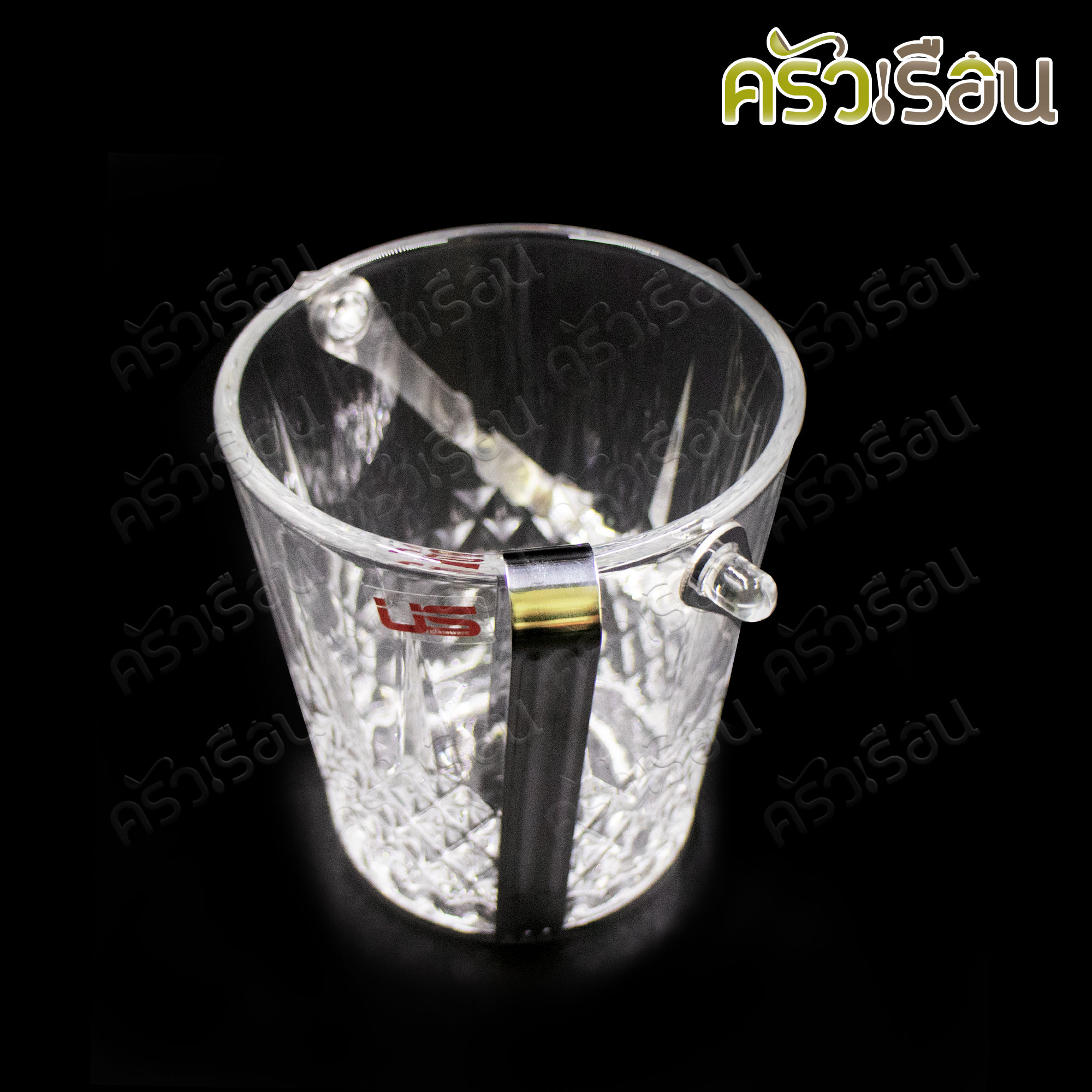 US ถังน้ำแข็งแก้ว พร้อมที่คีบสเเตนเลส 12.5 x 13.3 ซม.. IB-1000