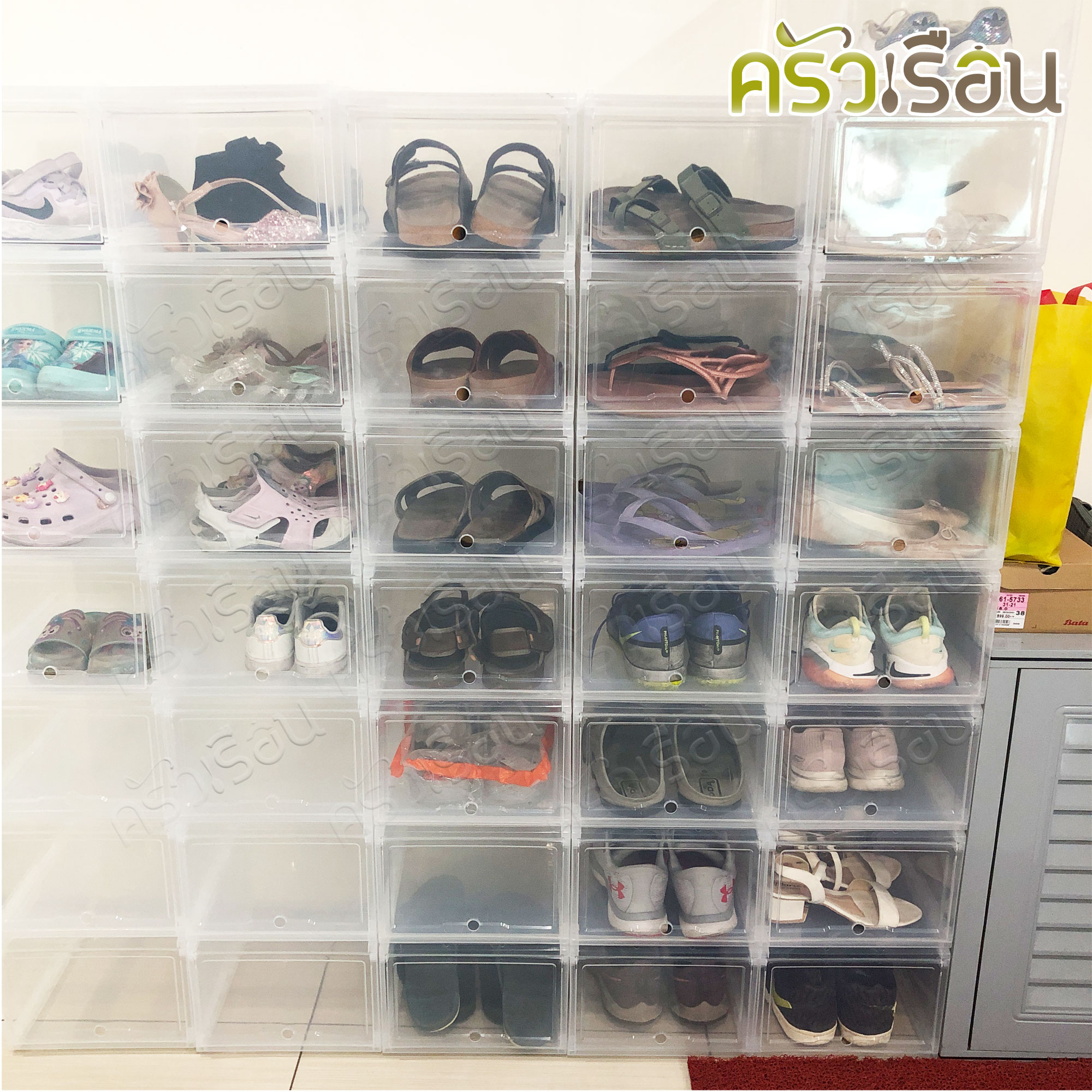 BIG ONE กล่องรองเท้า ฝาสไลด์ข้าง 27x35x20 ซม. BIGSHOES No.413 วางซ้อนได้