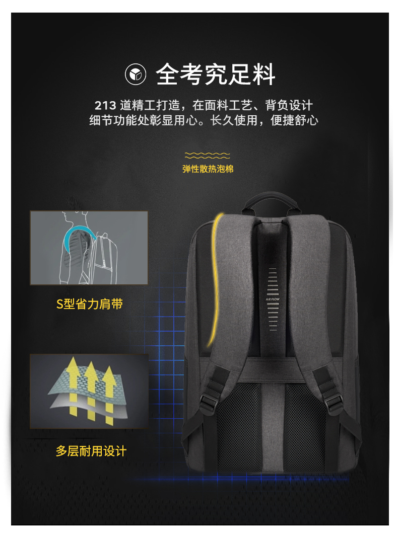 AspenSport Backpack Laptop กระเป๋าสะพายหลัง กระเป๋าโน๊ตบุ๊ค 14-16 นิ้ว กระเป๋าเดินทาง รุ่น AS-B85 ขนาด สีดำ