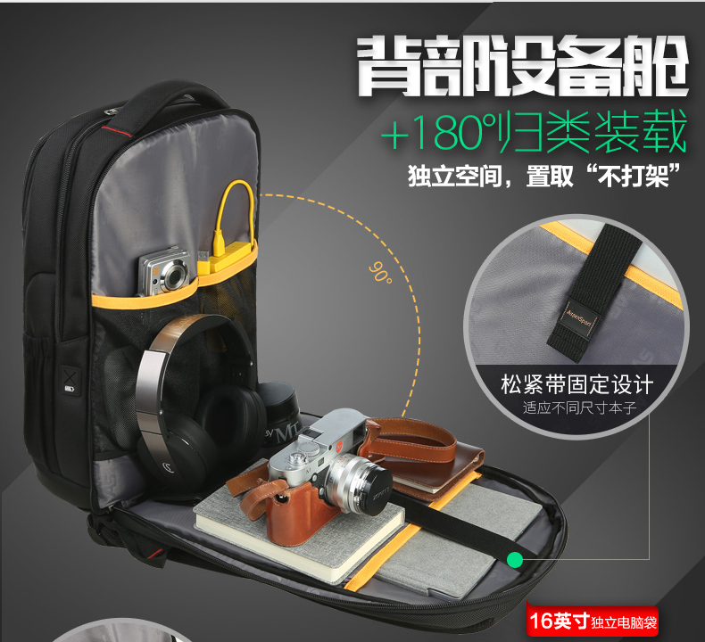 AspenSport Backpack Laptop กระเป๋าสะพายหลัง กระเป๋าโน๊ตบุ๊ค 14-16 นิ้ว กระเป๋าเดินทาง รุ่น AS-B86L ขนาด สีดำ