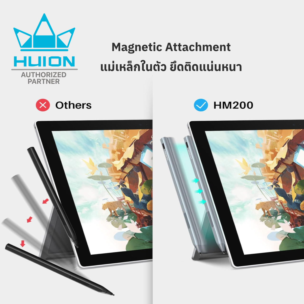 Huion ปากกาสไตลัส Stylus Pen HM200 for Microsoft Surface พร้อมส่ง(รับประกัน2ปี-มีศูนย์ไทย) HM200