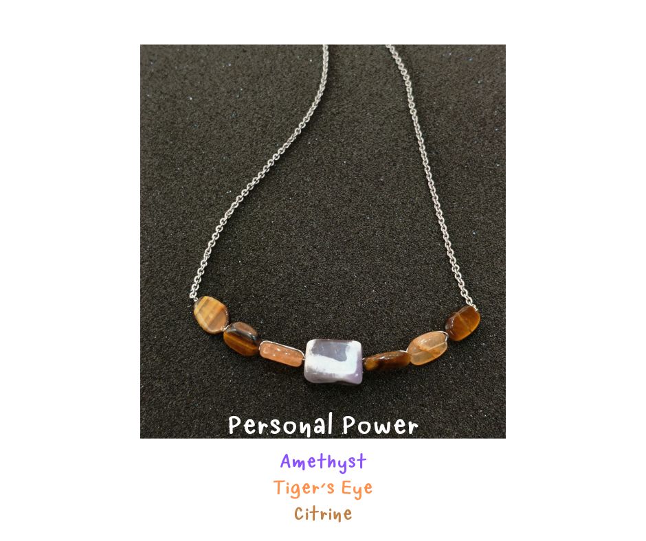 สร้อยคอหินแท้ "Twisted" โชคลาภ ความสำเร็จ Good Fortune Wire Wrapped Bracelet (Amethyst , หินตาเสือ , Citrine)