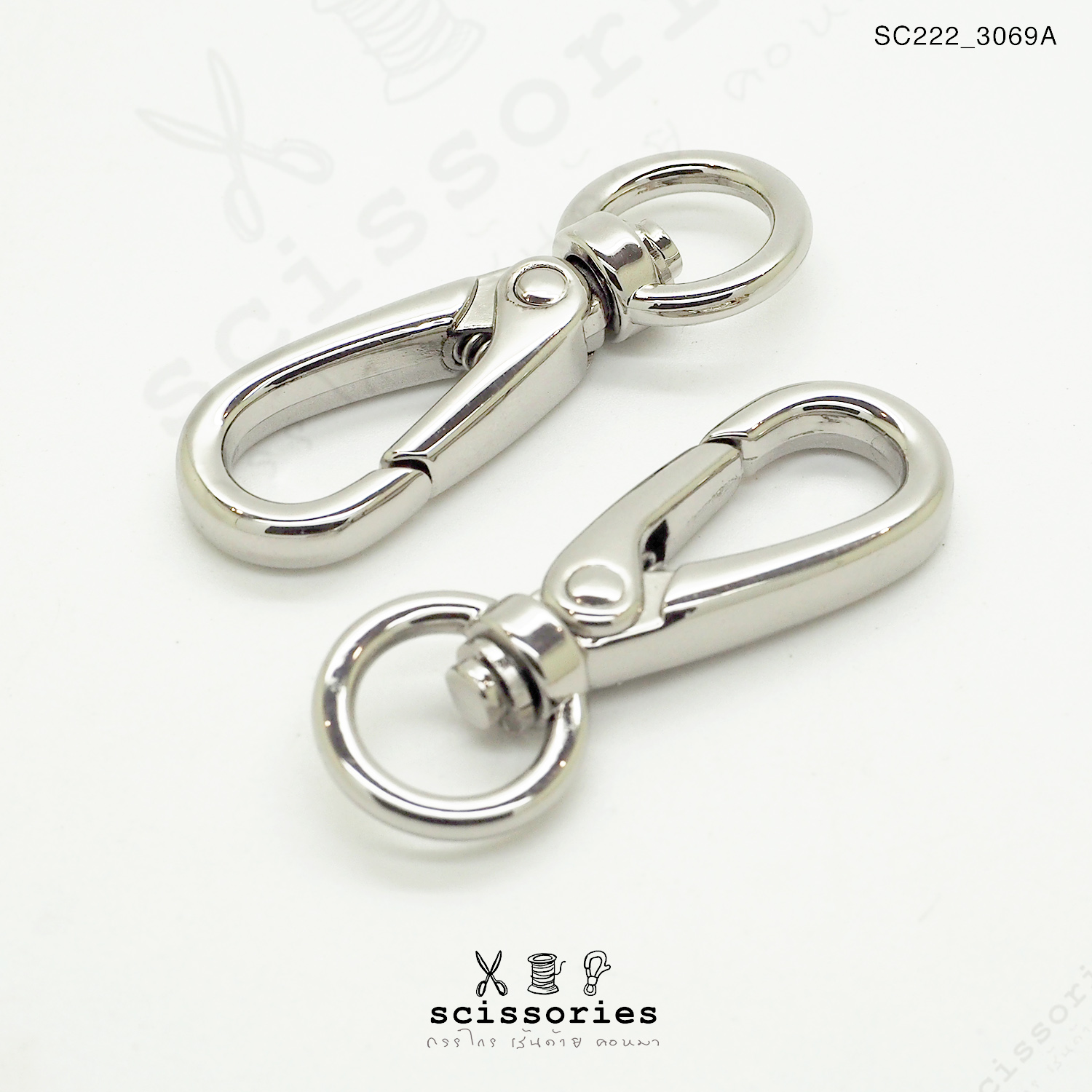 คอหมาเกี่ยว สีเงิน 2 ตัว ห่วงวงใน 1.10 cm.