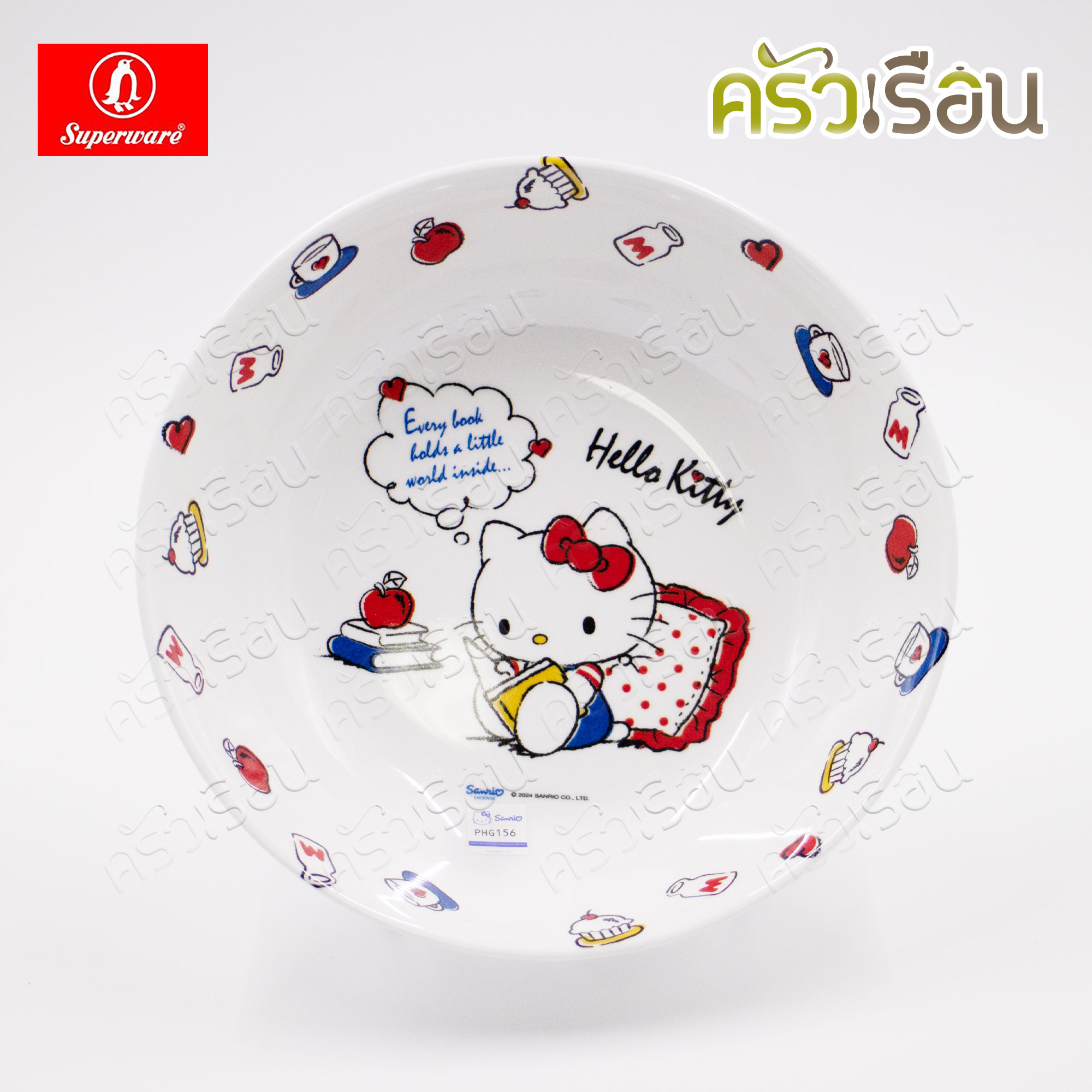 Superware ลาย คิตตี้ ฟรีบ็อกซ์ [ ราคาต่อชิ้น ] จาน หรือ ชาม หรือ ช้อนส้อม หรือ แก้วน้ำ เมลามีน Kitty Free Box