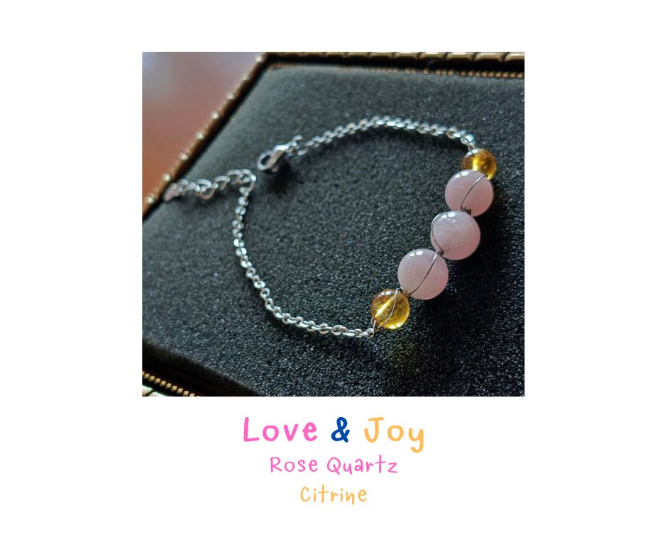 สร้อยข้อมือ "Manifest Love " หินแท้ Rose Quartz + Citrine Bracelet (ความรัก ความสดใส ความสุขในชีวิต)