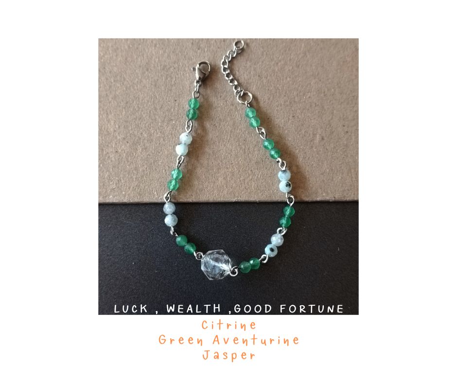 สร้อยข้อมือหินแท้ "Connected" Manifest Luck & Money Bracelet (Citrine , Green Aventurine ,Jasper)